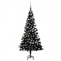 Izgaismota Mākslīgā Ziemassvētku Egle Ar Rotājumiem, 120Cm, Pvc Vidaxl