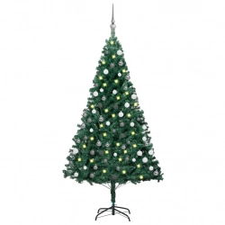 Izgaismota Mākslīgā Ziemassvētku Egle Ar Rotājumiem, 120Cm, Pvc Vidaxl