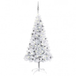 Izgaismota Mākslīgā Ziemassvētku Egle Ar Rotājumiem, 150Cm, Pet Vidaxl