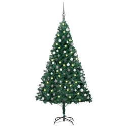 Izgaismota Mākslīgā Ziemassvētku Egle Ar Rotājumiem, 150Cm, Pvc Vidaxl