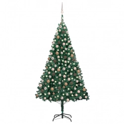 Izgaismota Mākslīgā Ziemassvētku Egle Ar Rotājumiem, 210Cm, Pvc Vidaxl