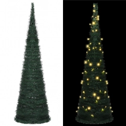 Izgaismota Mākslīgā Ziemassvētku Egle, Saliekama, Zaļa, 150 Cm Vidaxl