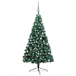 Izgaismota Ziemassvētku Egle Ar Rotājumiem, Zaļa, 210 Cm Vidaxl