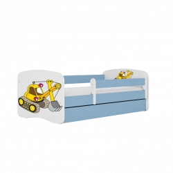 Łóżko babydreams niebieskie koparka bez szuflady materac 140/70