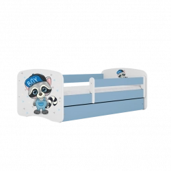 Łóżko babydreams niebieskie szop bez szuflady materac 140/70