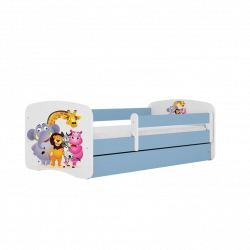 Łóżko babydreams niebieskie zoo bez szuflady materac 140/70