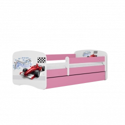 Łóżko babydreams różowe formuła z szufladą materac 140/70