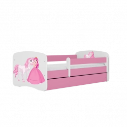 Łóżko babydreams różowe księżniczka konik bez szuflady materac 180/80
