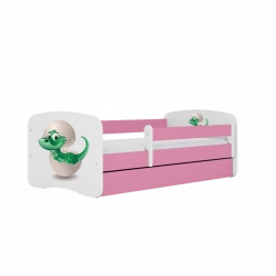 Bērnu gulta Pink Little Dino bez izvelkamās atvilktnes ar matraci 160x80