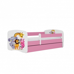 Łóżko babydreams różowe zoo z szufladą materac 180/80