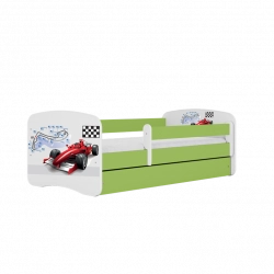 Łóżko babydreams zielone formuła z szufladą materac 140/70