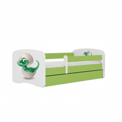 Łóżko babydreams zielone mały dino bez szuflady materac 140/70