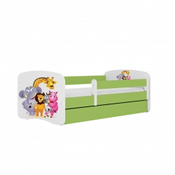 Łóżko babydreams zielone zoo bez szuflady materac 140/70