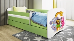 Łóżko babydreams zielone zoo z szufladą materac 180/80