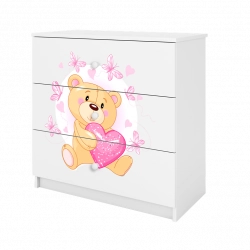 Komoda babydreams biała miś motylki