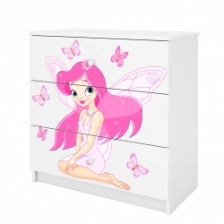 Komoda babydreams biała wróżka z motylkami