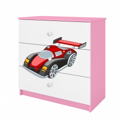 Komoda babydreams różowa auto wyścigowe