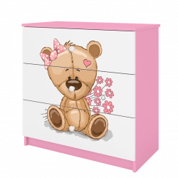 Komoda babydreams różowa miś kwiatki