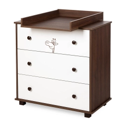 Комод c пеленальным столиком Klups SAFARI GIRAFFE WHITE-WALNUT