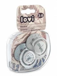 Lovi Dynamiczny Smoczek Uspokajający Silikonowy 3-6m 2szt. 22/870 Botanic Boy