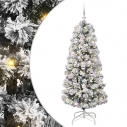 Mākslīgā Saliekamā Ziemassvētku Egle Zaļš Un Balts 150 Cm Pvc Vidaxl