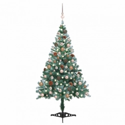Mākslīgā Ziemassvētku Egle Ar Rotājumiem Un Čiekuriem, 150 Cm Vidaxl