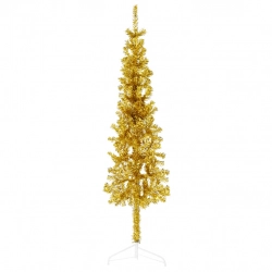 Mākslīgā Ziemassvētku Egle Ar Statīvu, Pusapaļa, Zelta, 150 Cm Vidaxl