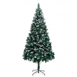 Mākslīgā Ziemassvētku Egle, Čiekuri, Balts Sniegs, 240 Cm Vidaxl