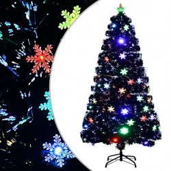 Mākslīgā Ziemassvētku Egle, Led, Melna, 120 Cm, Optiskā Šķiedra Vidaxl