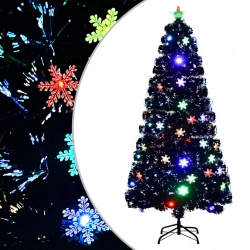 Mākslīgā Ziemassvētku Egle, Led, Melna, 150 Cm, Optiskā Šķiedra Vidaxl