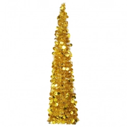 Mākslīgā Ziemassvētku Egle, Saliekama, Zeltaina, 150 Cm, Pet Vidaxl