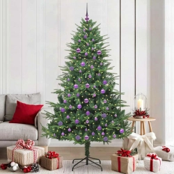 Mākslīgais Iepriekš Apgaismotais Ziemassvētku Koks Ar Bumbu Komplektu Vidaxl