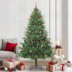 Mākslīgais Iepriekš Apgaismotais Ziemassvētku Koks Ar Bumbu Komplektu Vidaxl