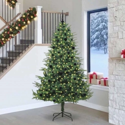 Mākslīgais Iepriekš Apgaismotais Ziemassvētku Koks Ar Bumbu Komplektu Vidaxl