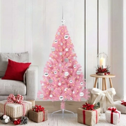 Mākslīgais Led Ziemassvētku Eglīte Su 150 Led Rozā 150 Cm Pvc Vidaxl