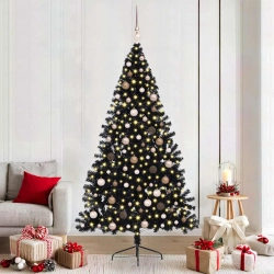 Mākslīgais Led Ziemassvētku Eglīte Su 300 Led Melna 210 Cm Pvc Vidaxl
