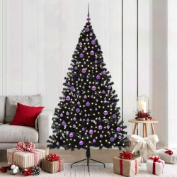Mākslīgais Led Ziemassvētku Eglīte Su 300 Led Melna 210 Cm Pvc Vidaxl
