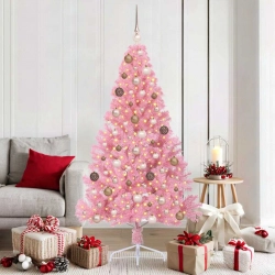 Mākslīgais Led Ziemassvētku Eglīte Su 300 Led Rozā 180 Cm Pvc Vidaxl