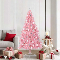 Mākslīgais Led Ziemassvētku Eglīte Su 300 Led Rozā 180 Cm Pvc Vidaxl