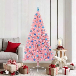 Mākslīgais Led Ziemassvētku Eglīte Su 300 Led Rozā 180 Cm Pvc Vidaxl