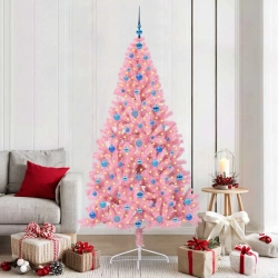 Mākslīgais Led Ziemassvētku Eglīte Su 300 Led Rozā 210 Cm Pvc Vidaxl
