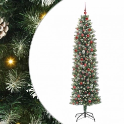 Mākslīgs Slaids Ziemassvētku Koks Zaļš Un Balts 210 Cm Vidaxl