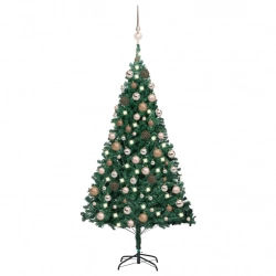vidaXL izgaismota mākslīgā Ziemassvētku egle ar rotājumiem, 120cm, PVC