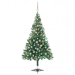 vidaXL mākslīgā Ziemassvētku egle ar rotājumiem, 120 cm, 230 zari