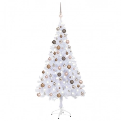 vidaXL mākslīgā Ziemassvētku egle ar rotājumiem, 120 cm, 230 zari