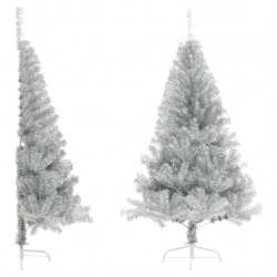 vidaXL mākslīgā Ziemassvētku egle ar statīvu, 120 cm, sudrabaina, PET