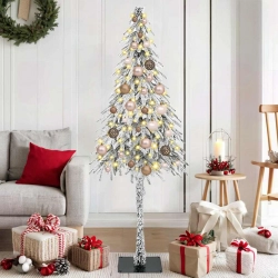 Ziemassvētku Eglīte Ar Led Sloksnes Lukturiem Balts 150 Cm Pe Vidaxl