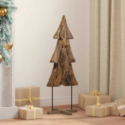 Ziemassvētku Eglīte Ar Statīvu Brūna 90 Cm Masīvs Tīkkoks Vidaxl