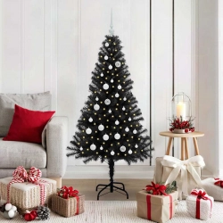 Ziemassvētku Eglīte Su 150 Led Ar Statīvu Melna 150 Cm Pvc Vidaxl