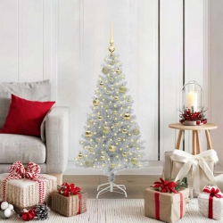 Ziemassvētku Eglīte Su 150 Led Ar Statīvu Sudraba 120 Cm Pet Vidaxl